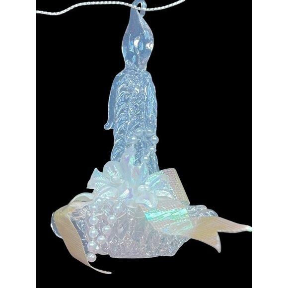 Spun Glass Ornament Set Of 4: Star Candleholder Nativity & Birdcage - Picture 3 of 10